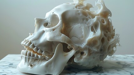 Human Skull Anatomy: Detailed View of Cranial Bones and Teeth
