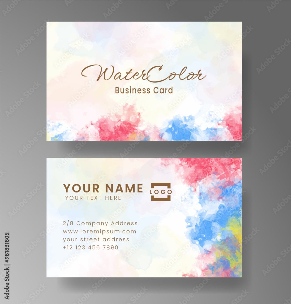 Wall mural Beautiful business card template with watercolor