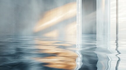 Water Reflecting Light Through a Window in an Empty Room