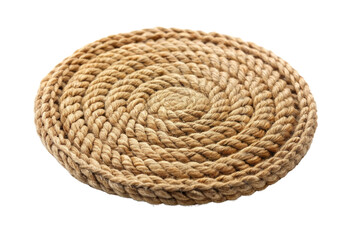 Coiled jute rope mat isolated with transparent background.