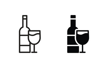 Drink icon, drink bottle and glass icon vector 