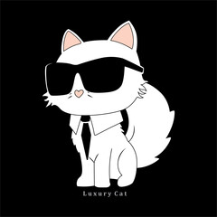 Luxury cat wearing glasses and tie