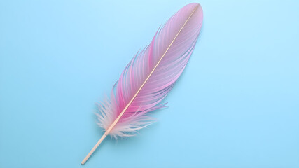 A blue background with feathers and a blue background with a pink and white feather
