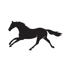 Wild Horse Silhouette Vector Illustration, Black Horse Silhouette Illustration