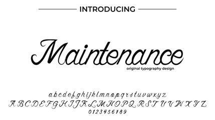 Maintenance Font Stylish brush painted an uppercase vector letters, alphabet, typeface
