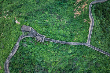 Aerial view of the Great Wall of China near Beijing