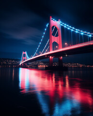 Fototapeta premium Bridge over the river at night