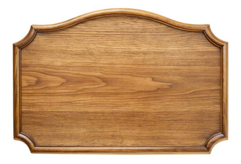 Wooden plaque with curved edges isolated with transparent background.
