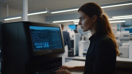 Technician Analyzing Data on Modern Computer