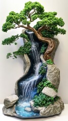 Decorative artificial bonsai waterfall sculpture