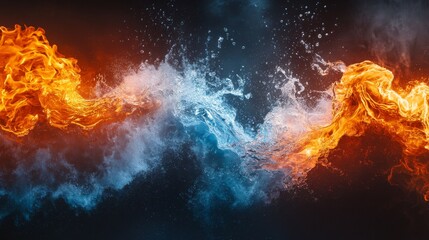 Fototapeta premium Abstract Representation of Fire and Water Intertwining