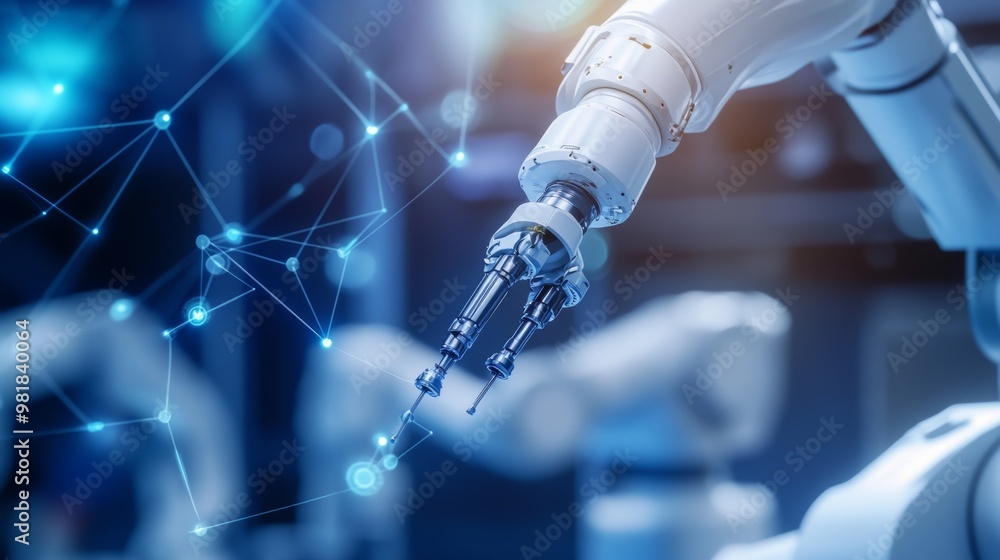 Aufkleber advanced robotic arm in smart technology environment