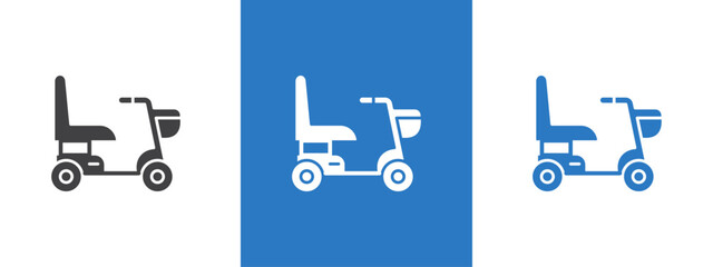 Electric wheelchair scooter icon thin line illustration © Krupal