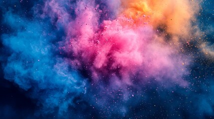 Fototapeta premium Abstract Colorful Powder Explosion Against a Black Background