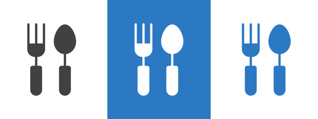 spoon and fork icon thin line illustration