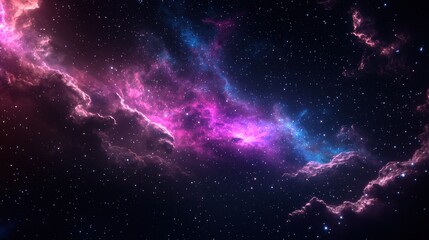 Cosmic Nebula with Stars and Galaxy Clouds