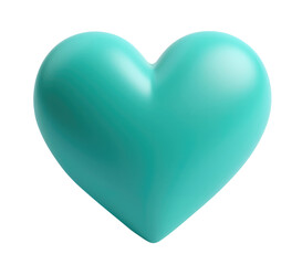 Turquoise heart isolated on transparent background