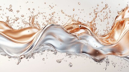 Abstract Metallic Liquid Wave with Bubbles