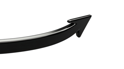 curved graph arrow on white transparent background