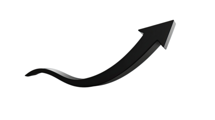 curved graph arrow on white transparent background