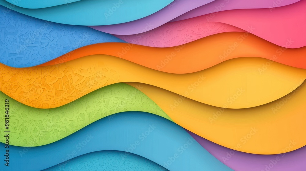 Poster abstract colorful wavy background with embossed pattern