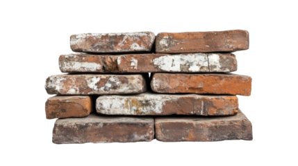 old bricks on a white transparent background