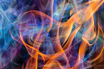 Fototapeta premium The image is a colorful and abstract representation of smoke and fire