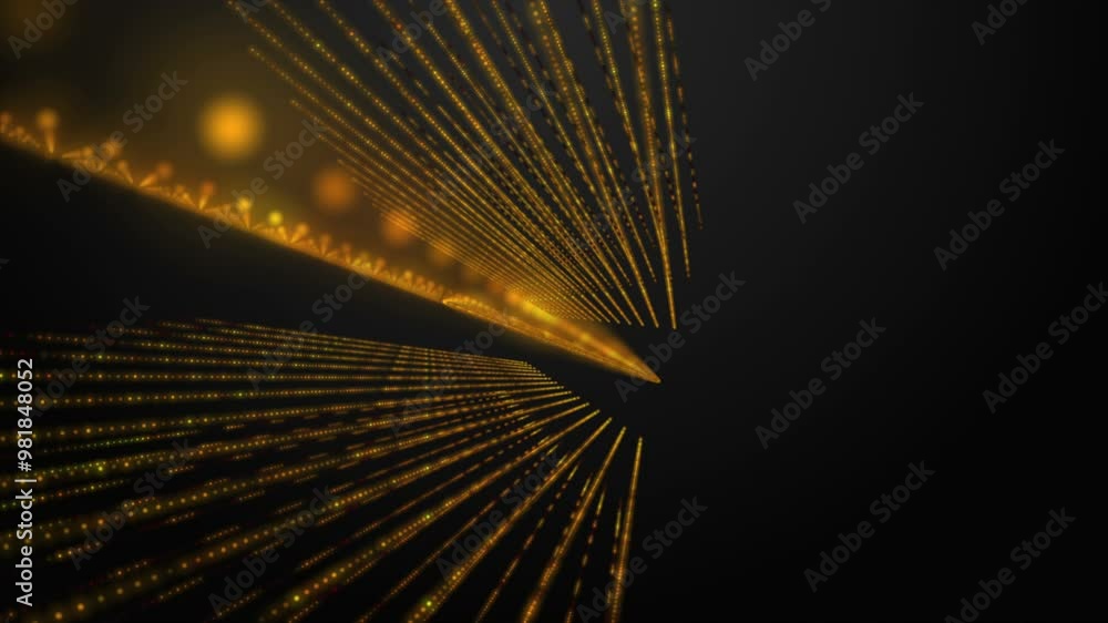 Poster futuristic video animation with glowing stripe objects in slow motion, 4096x2304 loop 4k