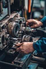 A Technician Inspects The Gearbox Of A Milling Machine. They Check For Proper Lubrication And Look For Any Signs Of Damage Or Wear