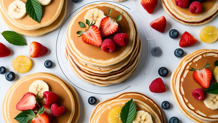Pancakes And Eggs Made With Eggs And Fruits Vector Clipart ai generative