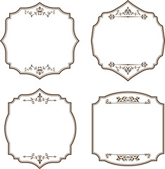 Set of vintage frames and borders isolated on white background.