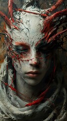 Surreal Portrait of a Woman with Red Vines