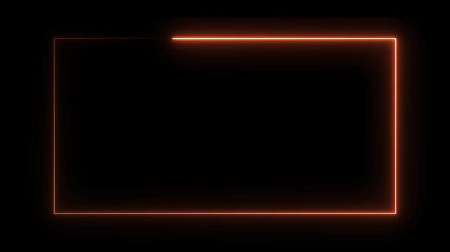 Neon light glowing rectangle frame seamless loop motion background 4k animation. Loop out squire frame background.