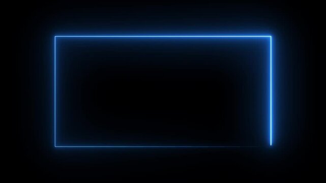 Neon light glowing rectangle frame background 4k animation. Abstract Neon squire frame background.