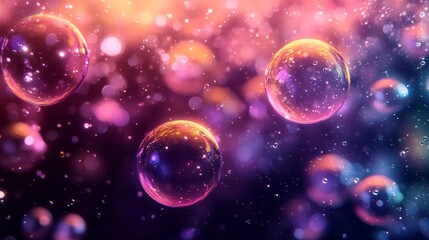 Abstract Background with Shiny Bubbles and Glittering Lights