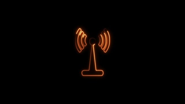 Abstract Neon Light Wi-Fi icon background animation. Technology wireless Wi Fi icon background 4k video.