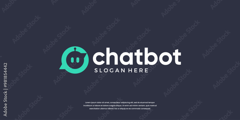 Poster simple bubble chat bot logo design template.