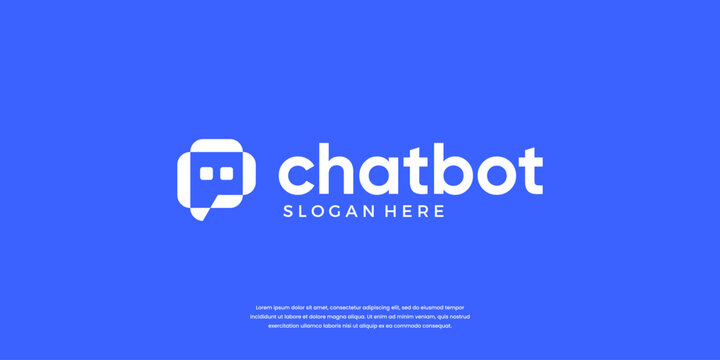 Letter P chat bot logo template. Modern head robot symbol logo.