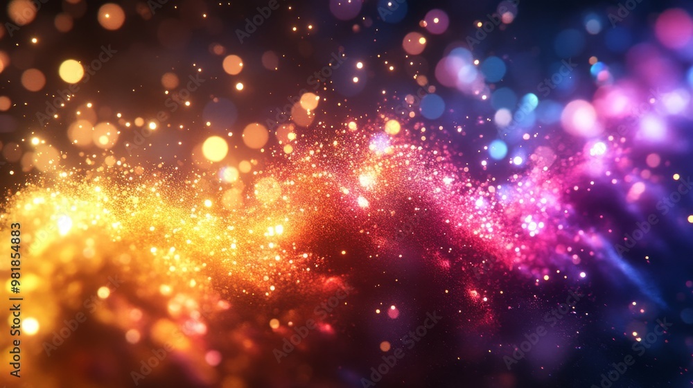 Poster abstract background of multicolored glitter and bokeh lights