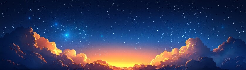 Fototapeta premium Dreamy Night Sky with Stars and Clouds