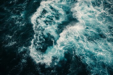 Fototapeta premium Aerial View of Ocean Waves and Foam