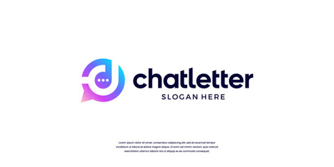 Letter D chat logo template. Modern bubble symbol logo vector illustration.