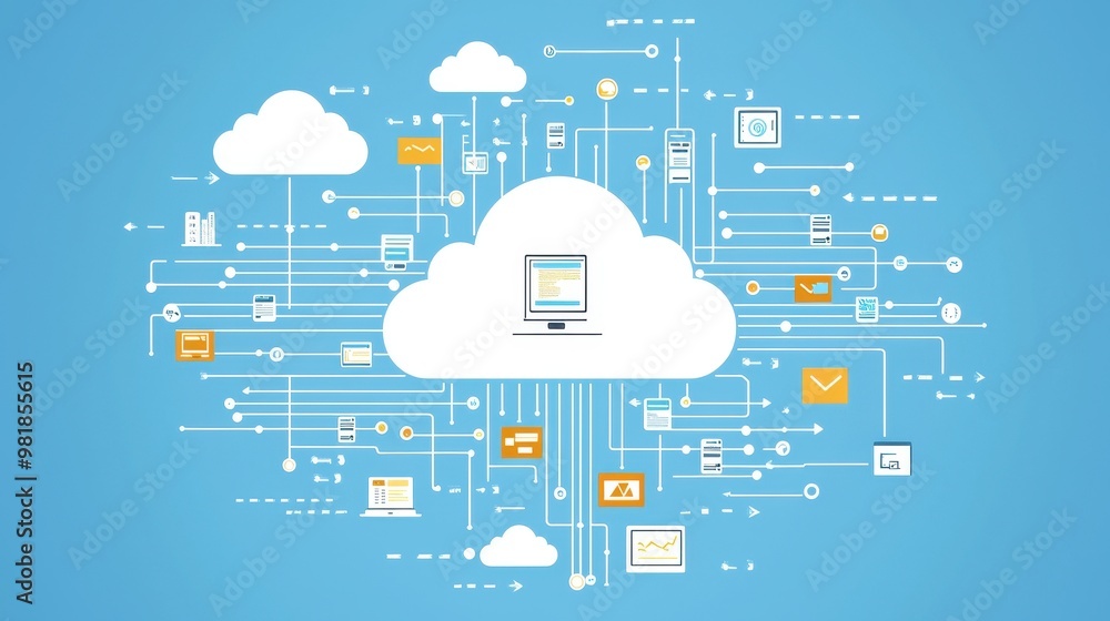 Aufkleber cloud computing network concept with icons