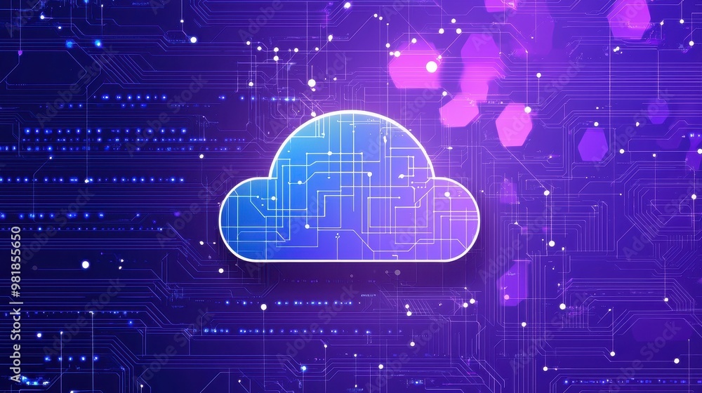 Poster cloud computing network concept futuristic technology abstract background
