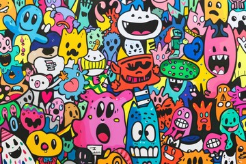 Fototapeta premium 100 cartoon random things for kids white background