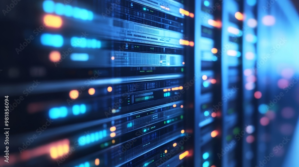 Poster server room data center network technology abstract