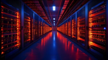 Fototapeta premium Illuminated Server Racks in Data Center