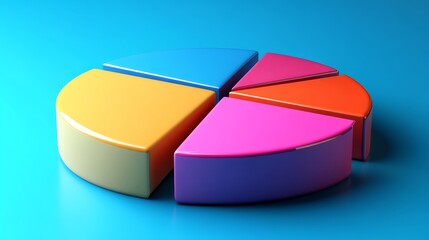 Obraz premium Colorful 3D Pie Chart on Blue Background