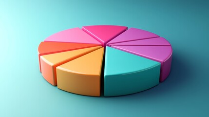 Obraz premium Colorful 3D Pie Chart on Blue Background