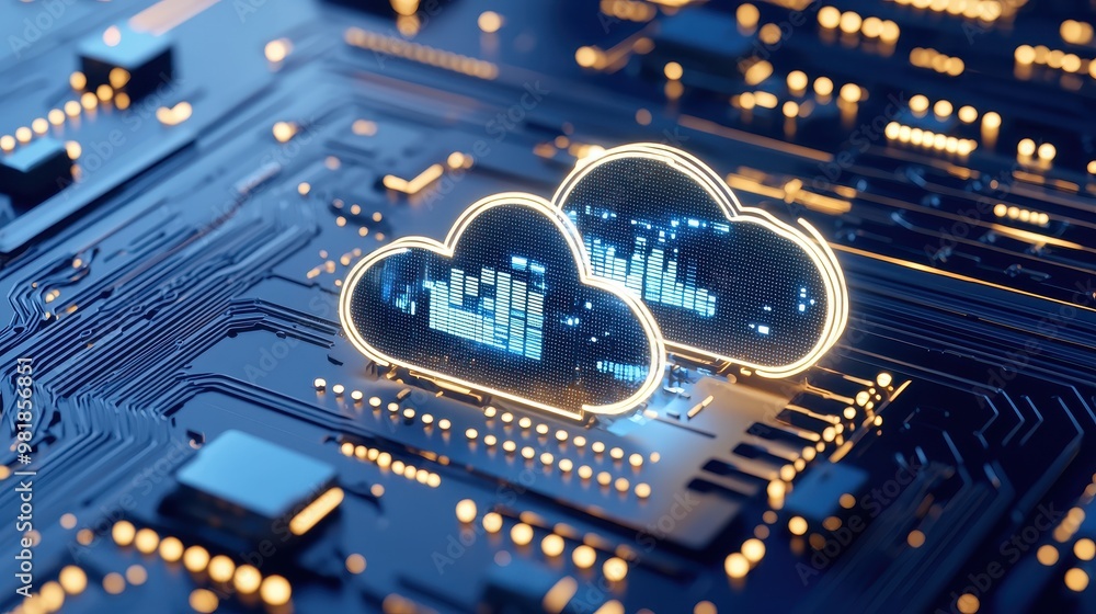 Poster cloud computing data storage network technology concept